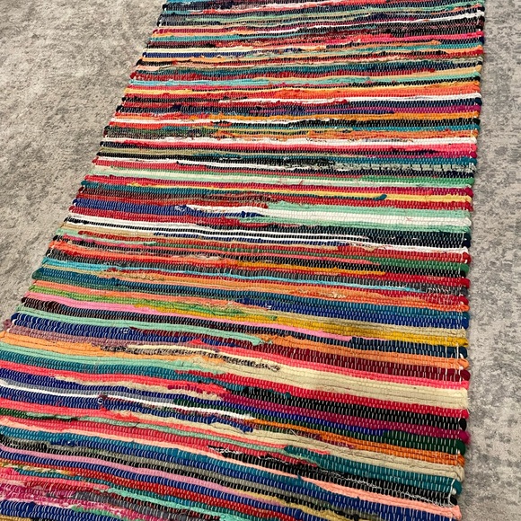 NWOT Indian Handmade Multi-Color Chindi Area Rug - Picture 6 of 8